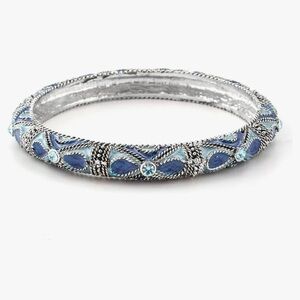 Boho Blue Crystal Swirl Bangle